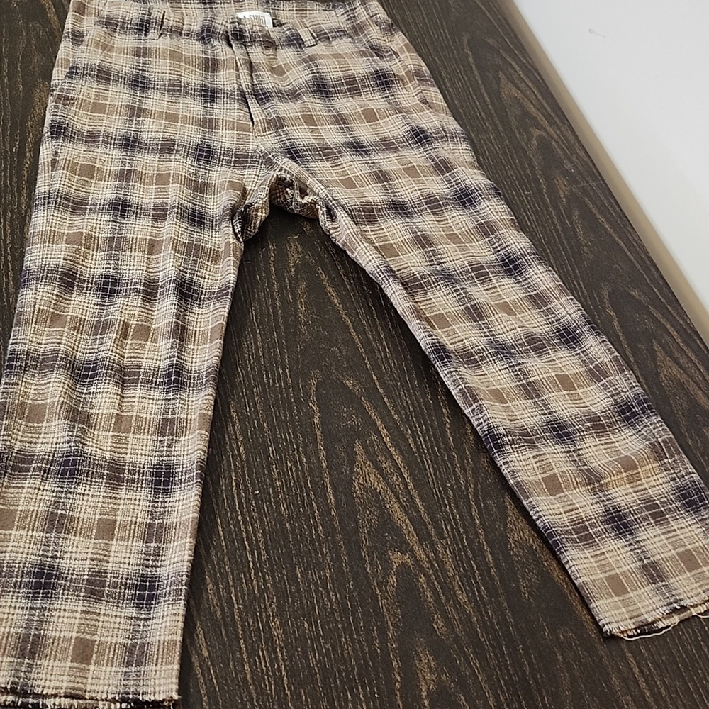 A SHIRT THING size Small Griffin Cotton Pants Plaid Crop Straight